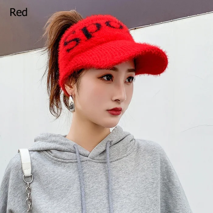 Модная женская плюшевая шапка, теплая Осенняя зимняя уличная спортивная повседневная шапка с буквенным принтом без верха, женские шляпы от солнца