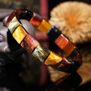 Colorful Tiger Eyes Natural Stone Beads Bangles & Bracelets Handmade Jewelry Energy Bracelet