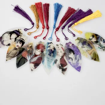 

Japanese Anime Naruto Leaf Shape Bookmarks Waterproof Transparent PVC Plastic Bookmark Beautiful Book Marks Gift
