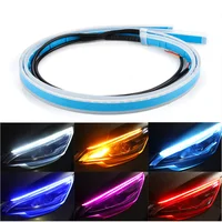 Ultrafine Car DRL LED Daytime Running Lights 2 PCS White Yellow Turning Signal Guide Strip for Headlight Assembly Car Accessorie