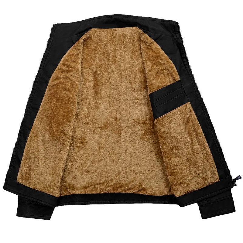 Роскошные кожаные куртки мужские осенние флисовые на молнии Chaqueta Cuero Hombre с карманами Moto Jaqueta Masculino Couro тонкое теплое пальто