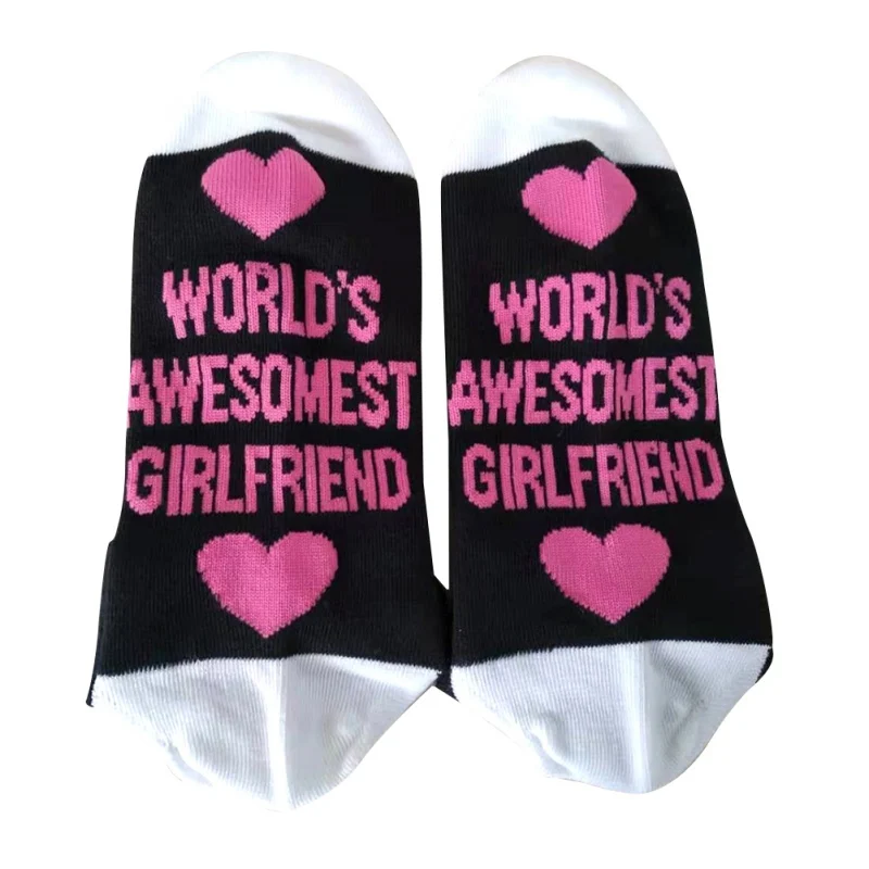 Носки женские мужские с буквенным принтом WORLD AWESOMEST GIRL FRIEND Компрессионные носки стильные унисекс забавные носки пара Meias - Цвет: GW