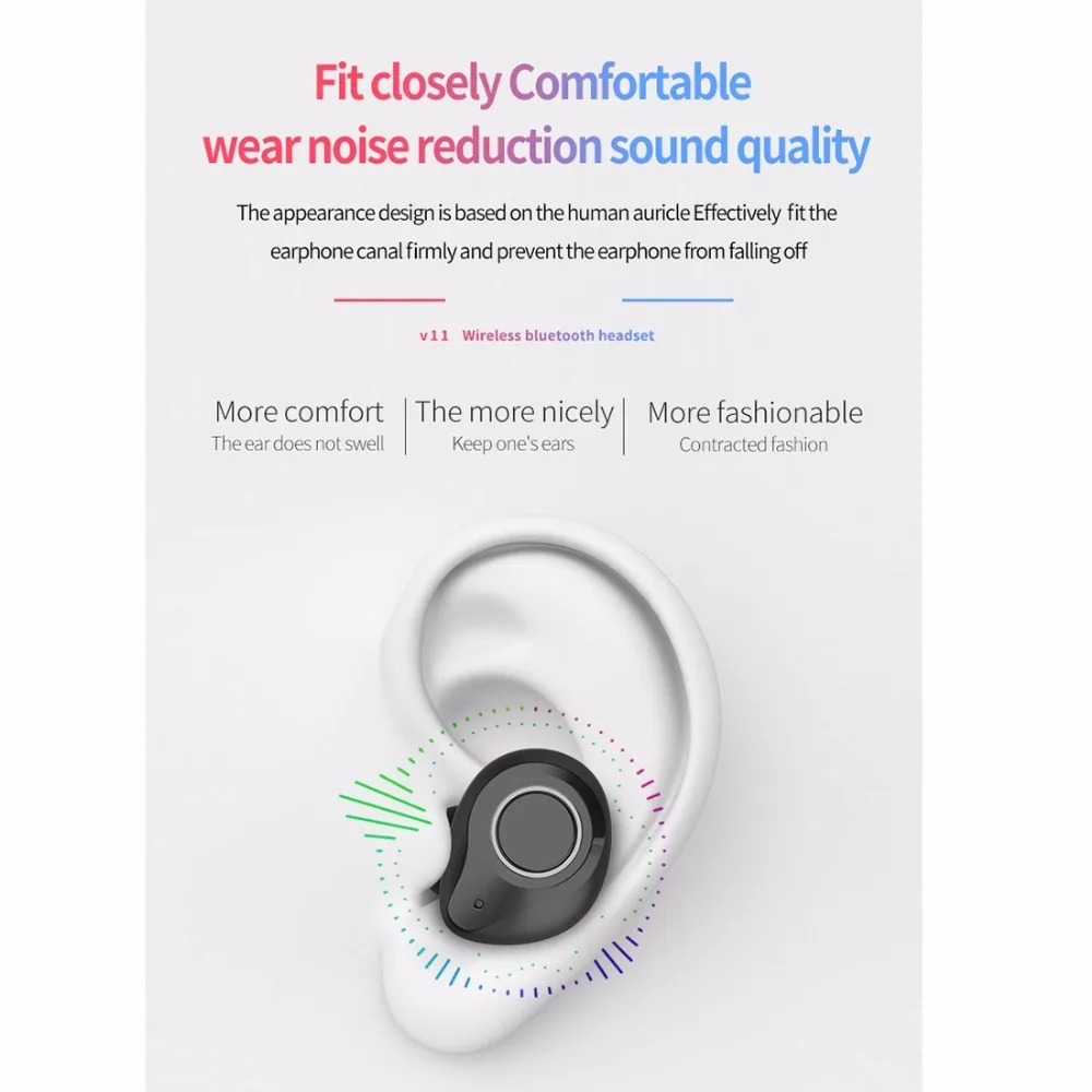 HAMTOD V11 TWS Bluetooth 5,0 бинауральные наушники Беспроводная Bluetooth гарнитура для iPhone, двойные динамики беспроводные наушники гарнитура с зарядным устройством
