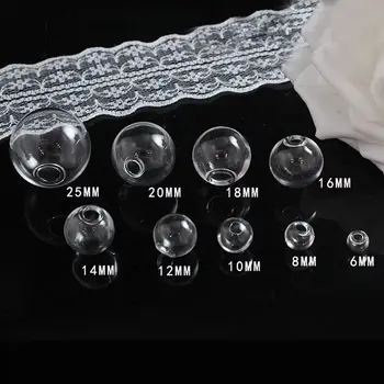 

100pcs 12mm Hollow round bottle glass ball with one hole round globe glass bubble vial glass globe orbs jewelry findings beads