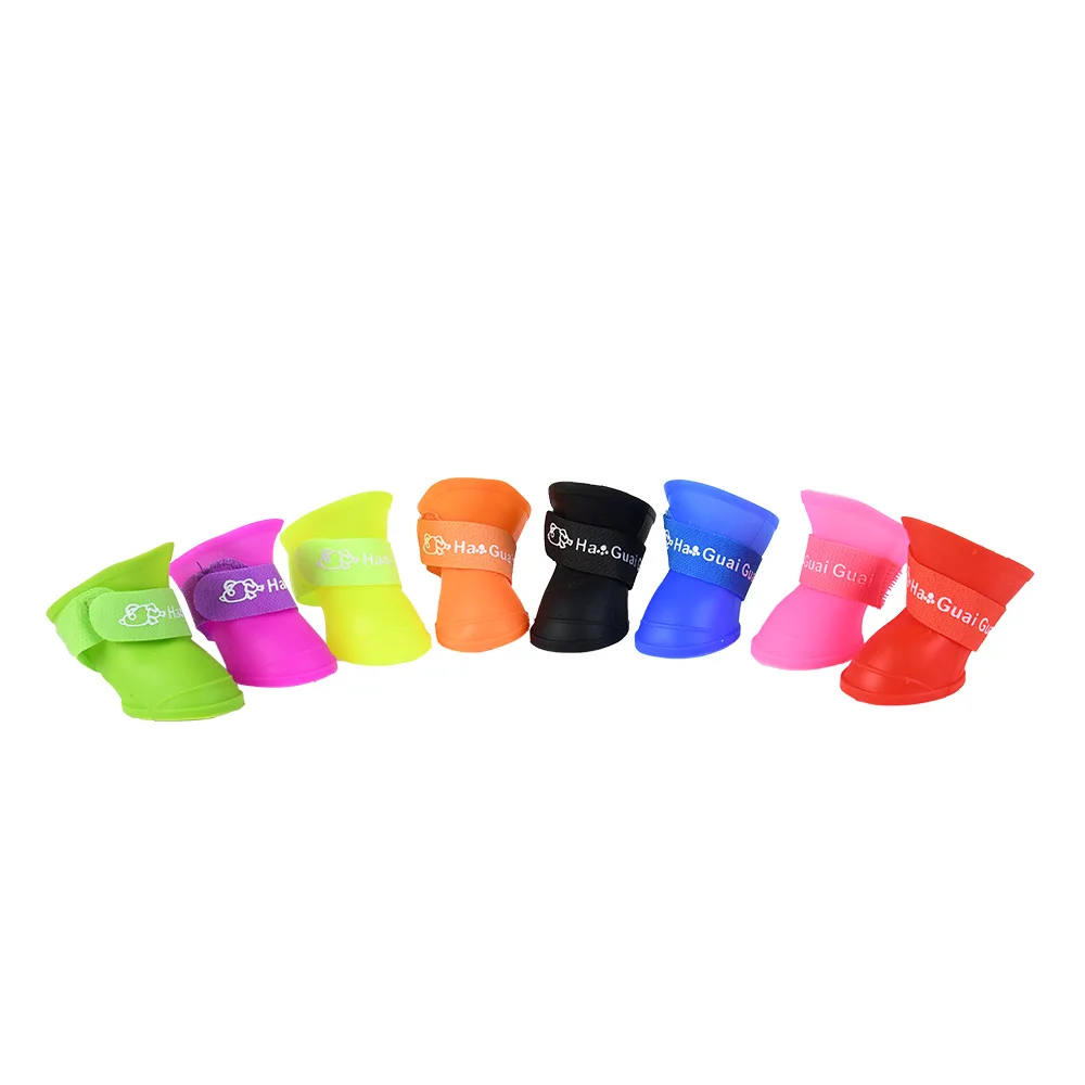 

Pet silicone rain shoes four dog antiskid candy shoes wear-resistant waterproof silicone pet shoes dog shoes waterproof