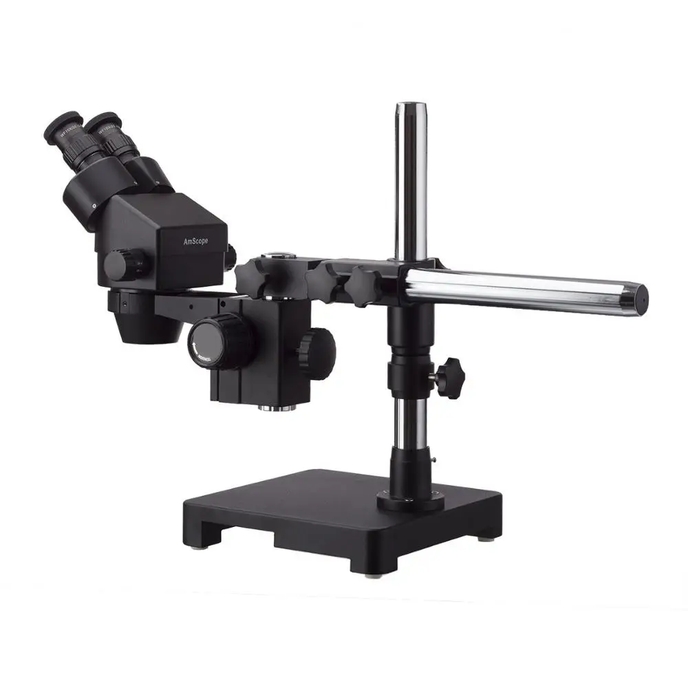 AmScope 3.5X-45X черный стерео зум микроскоп с одна рукоятка стрелы стенд с 80-светодиодный кольцевой свет