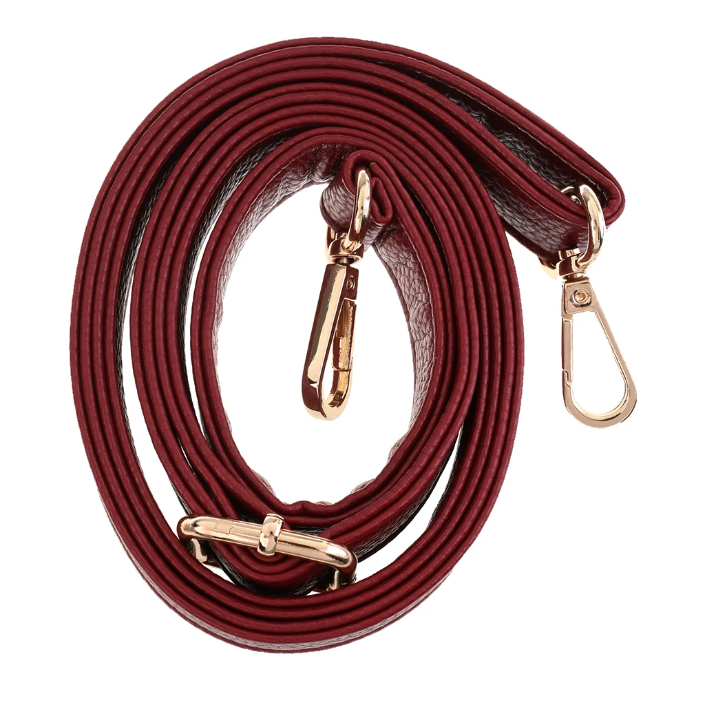 Wine Red Adjustable PU Leather Handbag Shoulder Bag Strap Handle Replacements Accessories - Цвет: Wine Red