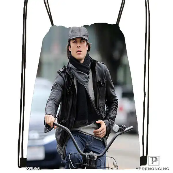 Пользовательский Ian-Somerhalder-Lost-Reunion@ 01-походная сумка на шнурке милый рюкзак для детей(черная спинка) 31x40 см#180611-03-102