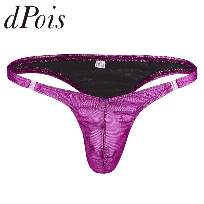 Mens Shiny Stretchy Low Rise Panties For Male Ruched Bulge Pouch Hommes G-string Thong Bikini Underwear