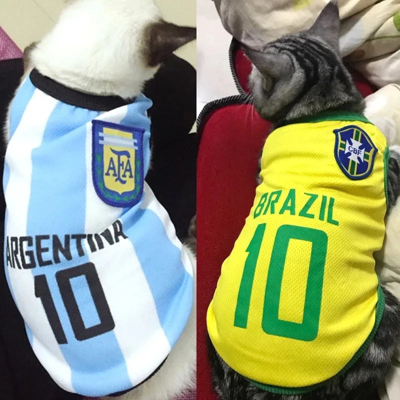 

Summer Cool Cat Clothes Dog Clothes Football Jersey Cotton Sport Pet Tshirt Clothing for Cats Kitty Vest Costume Cat Clothing