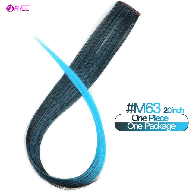 AIYEE Hair Extensions Pure RainBow Hairpiece Clip In Hair Piece Synthetic Long Straight Ombre Pink Red Rainbow Hair Piece 63