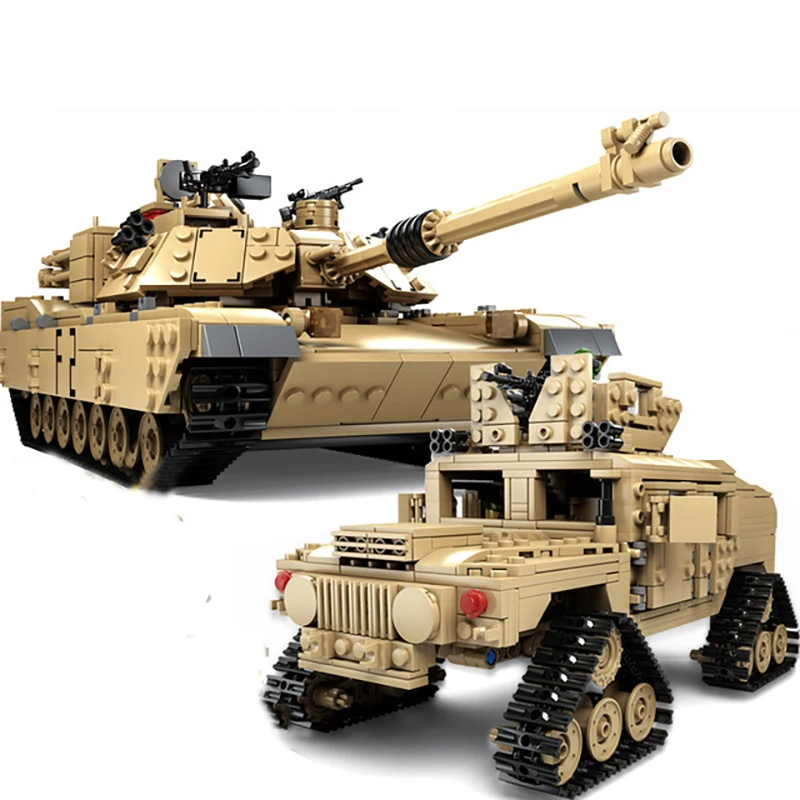 KAZI 1463PCS 2-in-1 tank armored vehicle technology building block M1A2 ABRAMS tank model children toy birthday gift