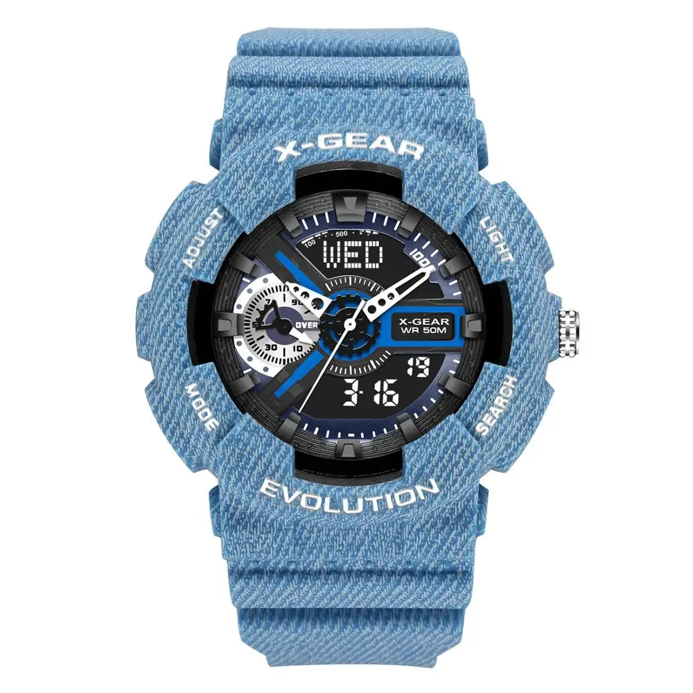 X-GEAR, Брендовые мужские спортивные часы, модные Chronos обратного отсчета, мужские водонепроницаемые светодиодный цифровые часы, мужские военные часы, мужские часы - Цвет: C