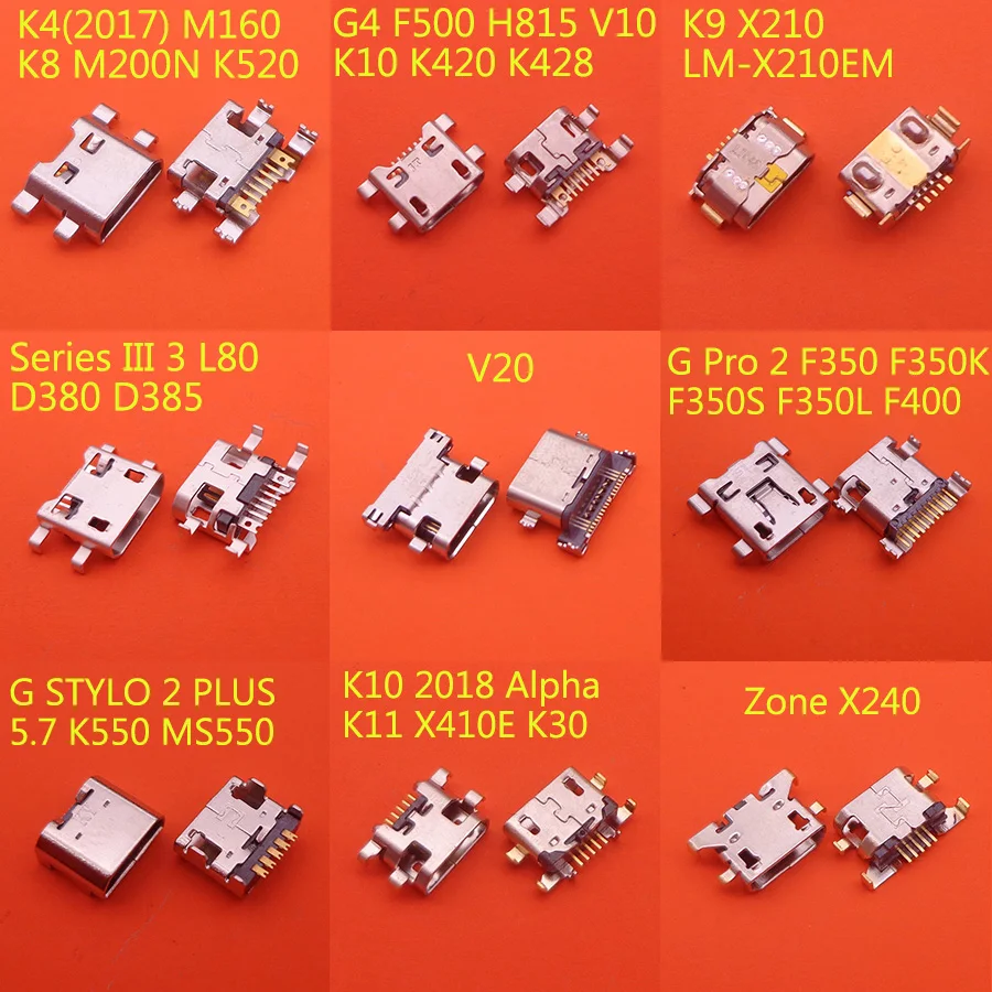 5Pcs Micro Usb Di Ricarica Presa Di Corrente Connettore Martinetti Per Lg K4 (2017) M160 K8 M200N K520 V20 G7 Thinq G710 K10 2018 Serie Iii 3