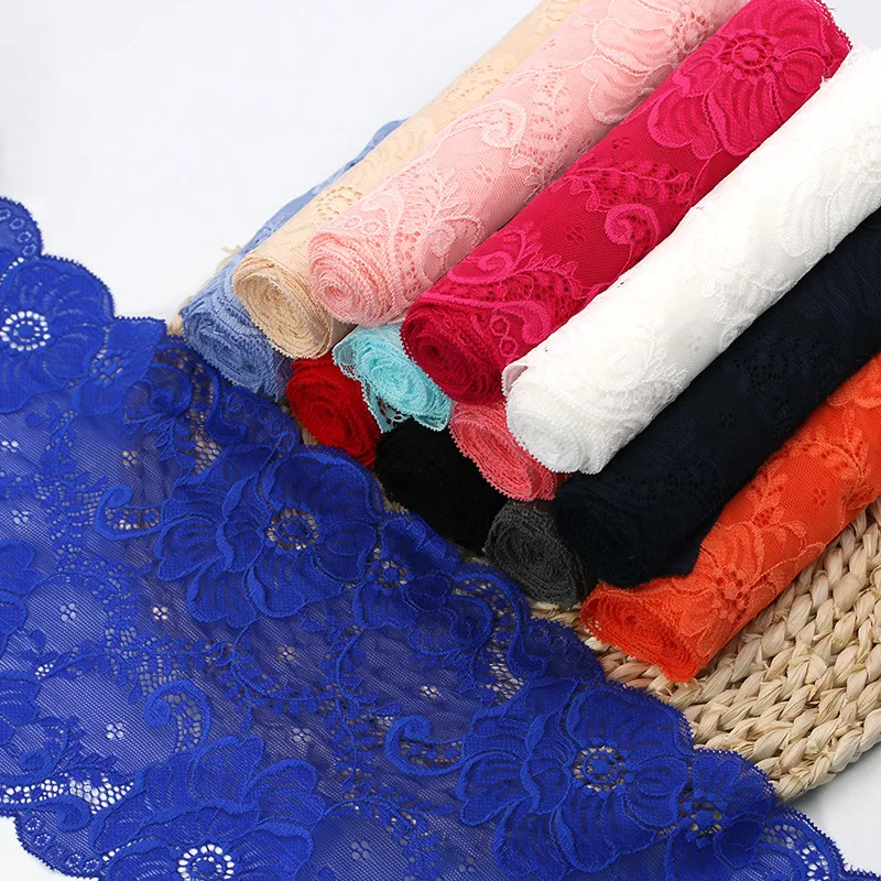

Wide 20cm Lace fabric widening dress skirt hem lengthening Cloth DIY Cotton Polyester black and white Material accessories