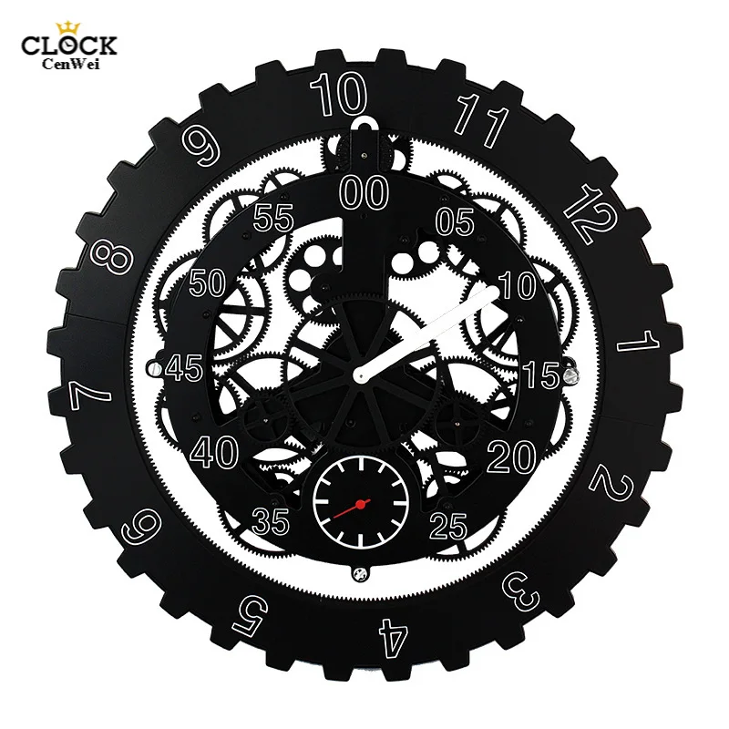 Diy Large Mechanical Style Gear Wall Clock Modern Design Rotation Multifunction Creative Gear