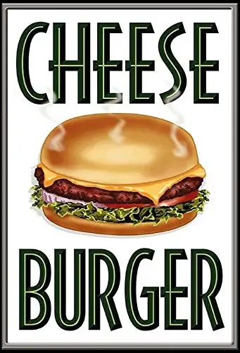 

Cheese Burger Theme Metal Tin Sign 8x12 Inch Home Kitchen Garage Decor Retro Tin Sign
