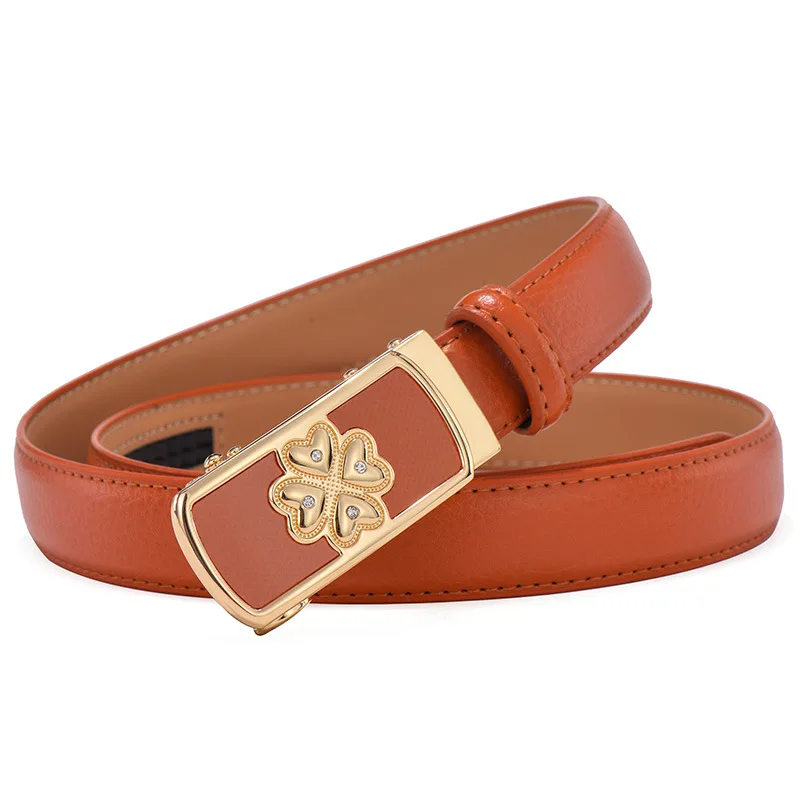 

2019 Luxury Designer Women Belts Genuine Leather Fashion Strap Gold Automatic Buckle Women's Belt Brand Flower Waistband w/2.4cm