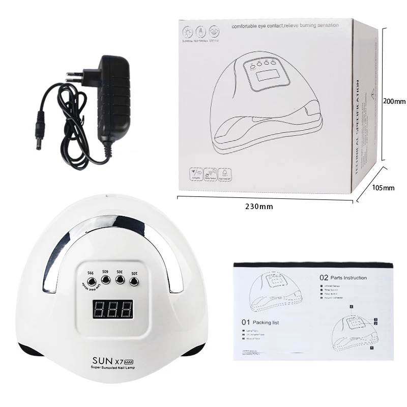 SUN 7X MAX Nail Dryer 114W/72W/36W UV Led Lamp For Gel Polish LED Drying 5X Plus Auto Sensor Art Manicure | Красота и здоровье