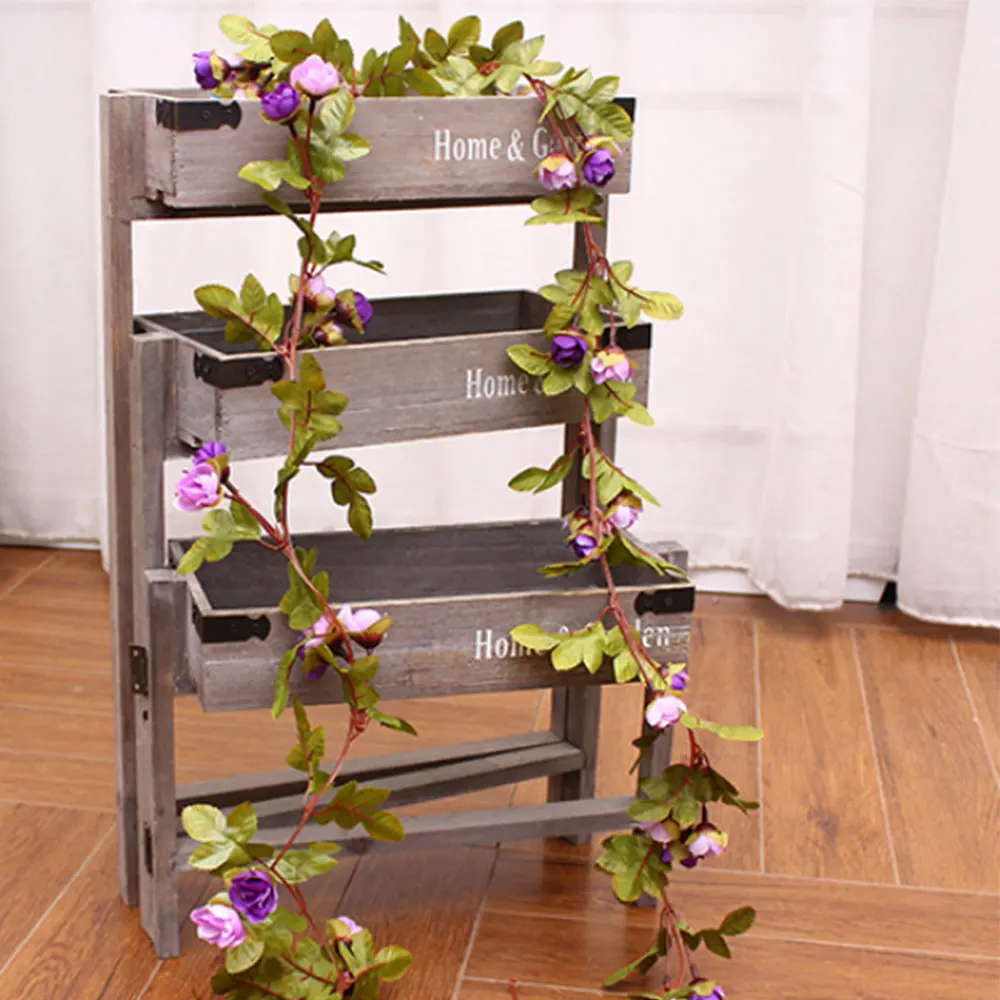 Purple Гирлянда для украшения комнаты искусственная Роза плюща Искусственный ротанг искусственный плюща лоза ткань для дома DIY Сад Свадьба висячая Мода - Цвет: Purple