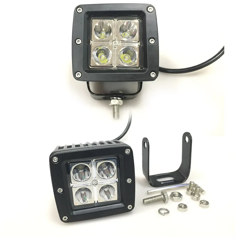 

6500k 12W 4LED Square Spotlight Automobile Work Light Spotlight SUV Excavator Light Forklift Light Motorcycle Light Spotlight