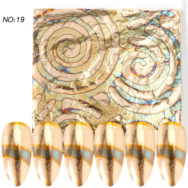 1 шт. бронзовые золотые наклейки для ногтей, зимние золотые медные слайдеры с листьями, голографическое искусство ногтей, украшения, маникюрные обертывания LE1546 - Цвет: 19