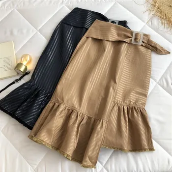 

Summer 2020 Korean Version Popular Medium Length Irregular Skirt High Waist Jupe Femme Loose Office Skirt Knee Length