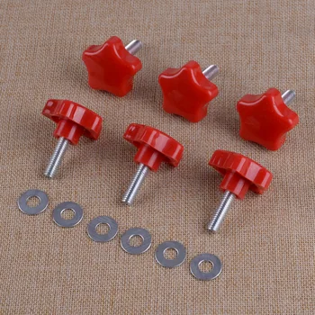 

CITALL 6pcs Red Car Roof Screws Cover Hard Top Quick Removal Bolt Fastener w/ Washer fit for Jeep Wrangler JK 2007-2018 4 Door
