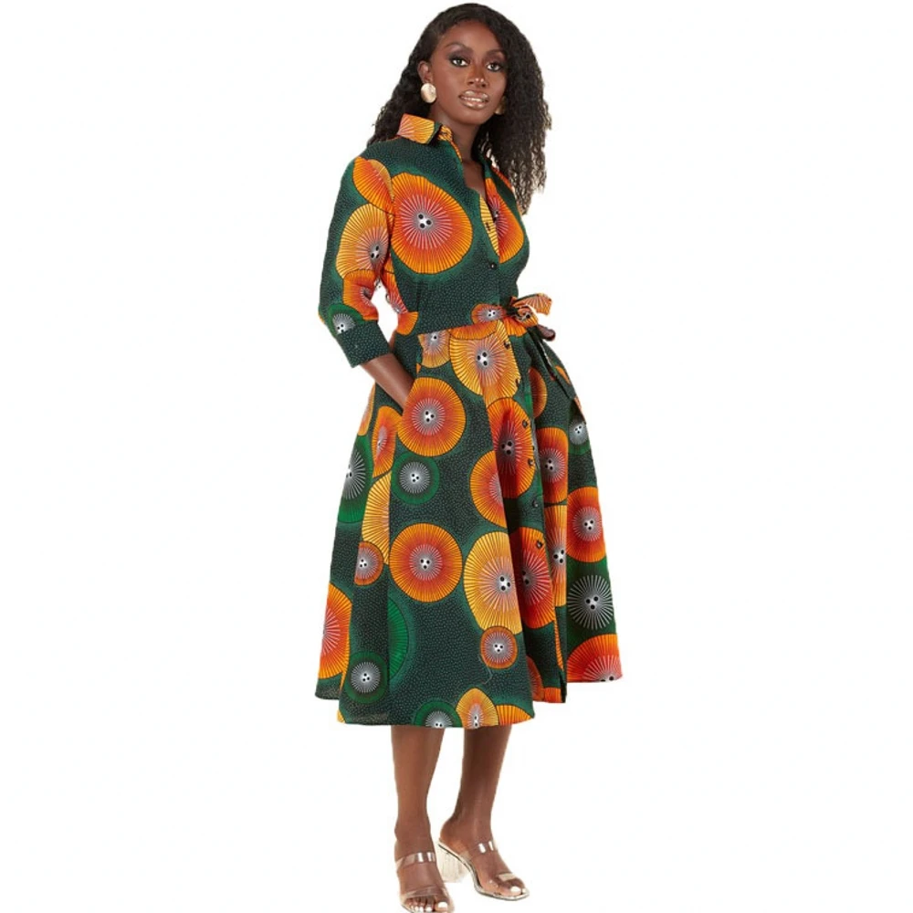 knee length dresses for ladies African Hi-Low Dashiki Dress