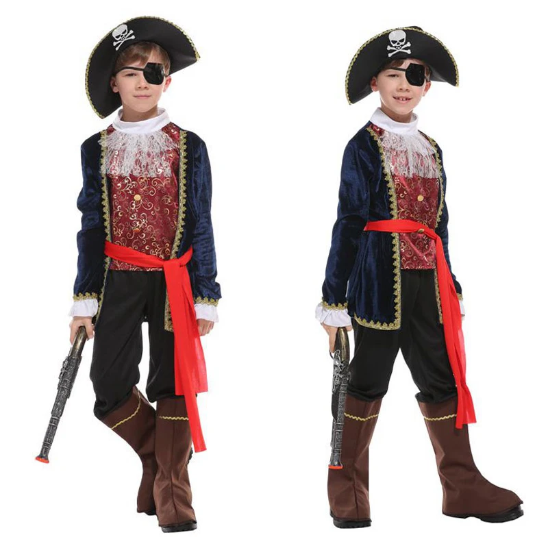 Umorden Boys Buccaneer Pirate Captain Hook Costume Cosplay Kids Child Halloween Purim Fancy Dress Outfit 4-6Y 6-8Y 8-10Y kids cosplay costume