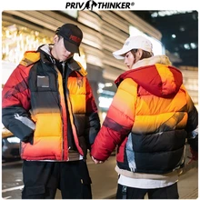 Privathinker Men Women Thicken Winter Warm Parka Jackets Korean Hip Hop Streetwear Man Hooded Outdoor Coats