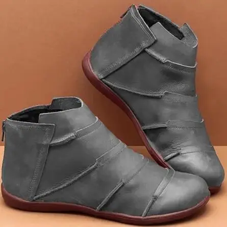 Женские ботильоны из искусственной кожи; женские Винтажные ботинки в стиле панк с перекрестными ремешками; сезон осень-зима; женская обувь на плоской подошве; botas mujer - Цвет: 8