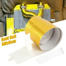 1 Roll 5cm*9M Gold High Temperature Heat Shield Roll Self Adhesive Reflective Wrap Tape Aluminum Foil Insulation For Car Boat