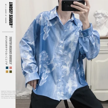 

Lindsey Seader 2020 Hip Hop Shirts Streetwear Mens Hawaiian Shirt Blue Sky Harajuku Beach Shirt HipHop Shirt Tops Short Sleeve