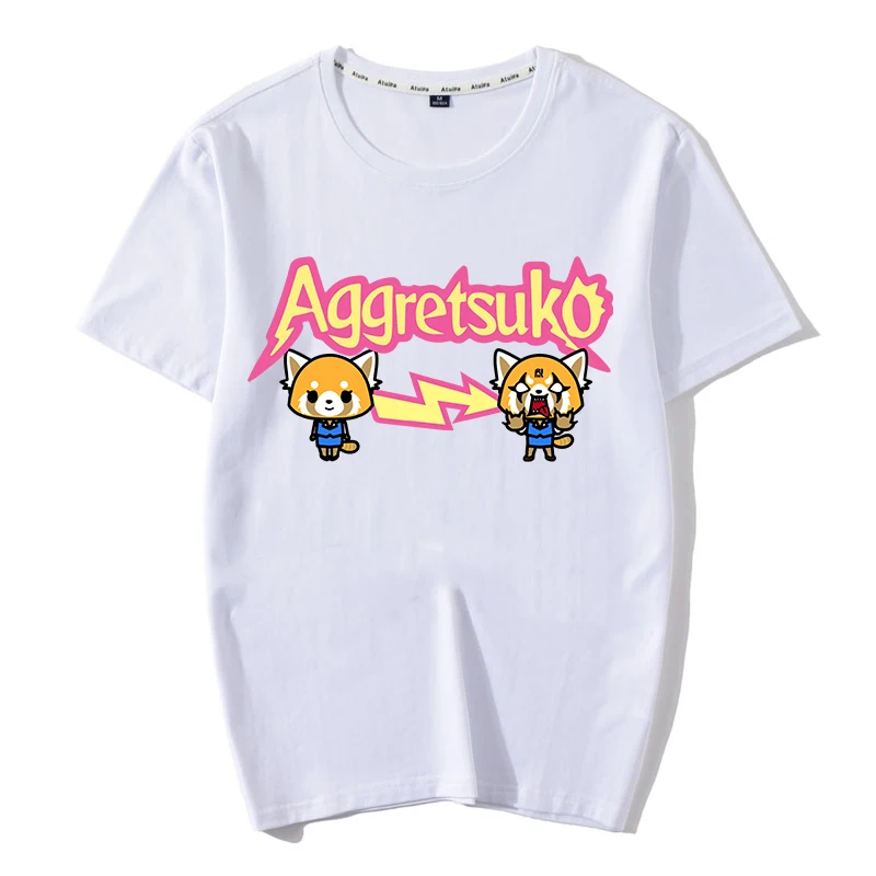Death Metal Aggretsuko aggression Retsuko, футболки из хлопка, Мужская одежда, футболки с коротким рукавом, футболки большого размера с рисунком