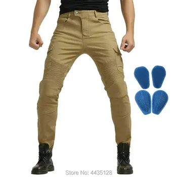 

Free shipping volero motorcycle riding protective pants knight daily loose straigt trousers khaki six pockets locomotive jeans