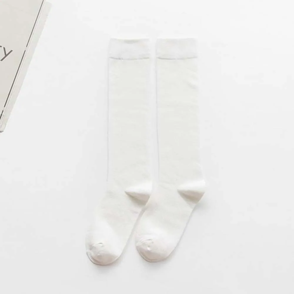 white Autumn Winter Calf Socks Women Japanese Korea Half-legged Pile Socks Solid Color High Elastic Socks - Color: white