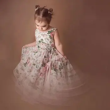 

Pudcoco Elegant Baby Kids Girl Sleeveless Flower Dress Princess Party Wedding Multi-layer Tulle Tutu Dress Gown 3-8Y