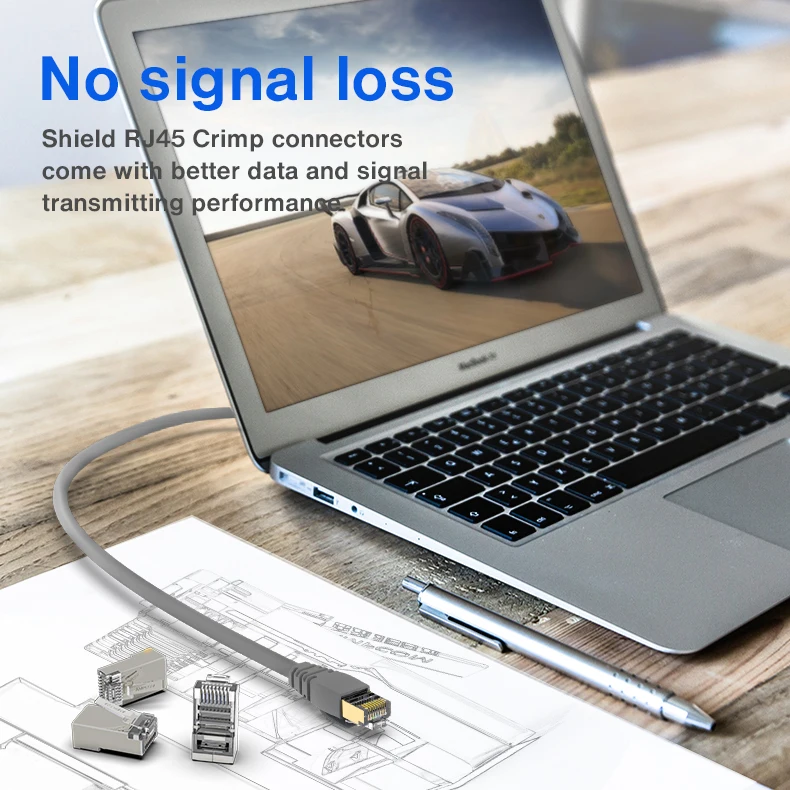 Ampcom-blindado Modular Plug Connector Conectores Rj45 Crimp End Cabo Ethernet 50sensibilidade Cat6 8p8c 8p8c - Imagem 3