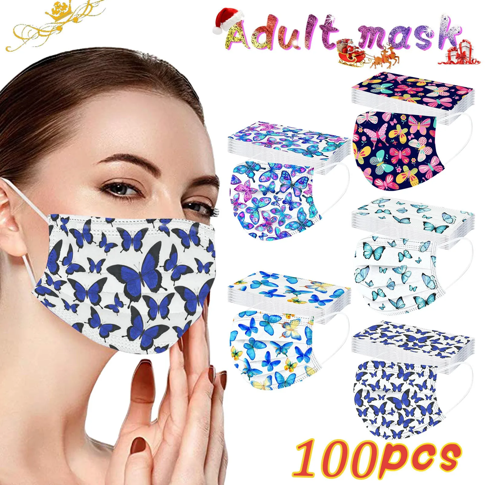 100pcs Adult's Masque Face 3ply Ear Loop Halloween Cosplay Facemask Маска Для Лица Mascarillas Mascara Mask |