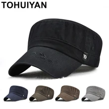 TOHUIYAN, мужская и женская кепка из хлопка с эффектом потертости, армейская Кепка в западном стиле, Кепка с плоским верхом, Классическая Регулируемая Кепка в стиле милитари, Кепка с козырьком