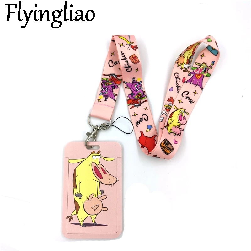 Pink Chicken and cows Neck Strap Lanyard for keys lanyard card ID Holder Jewelry Decorations Key Chain for Accessories Gifts