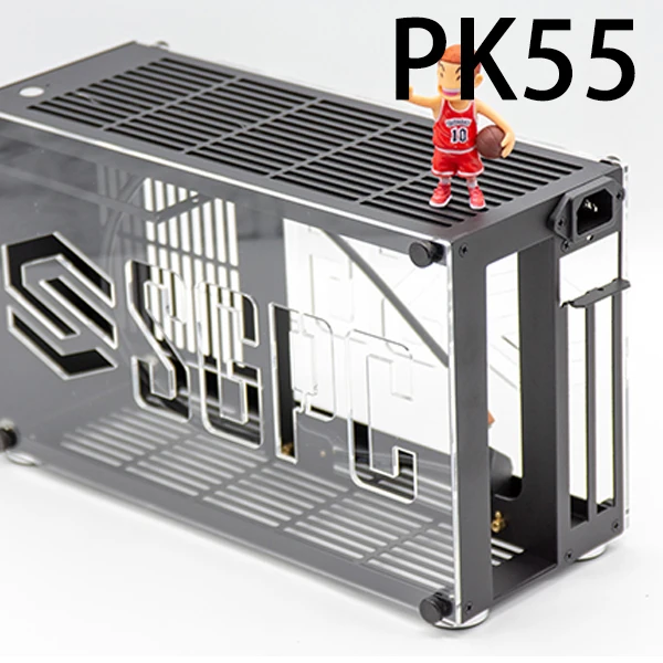 Black PK55 K55/i5 i7/2060 2080Ti алюминиевый сплав A4 ITX игровой компьютер хост небольшой корпус htpc itx чехол nas сервер горная установка - Цвет: Black
