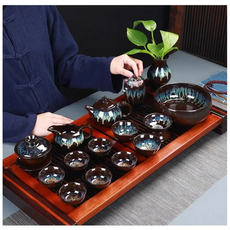 Китайский чайный набор кунг фу керамический глазурь чайник Gaiwan фарфоровый