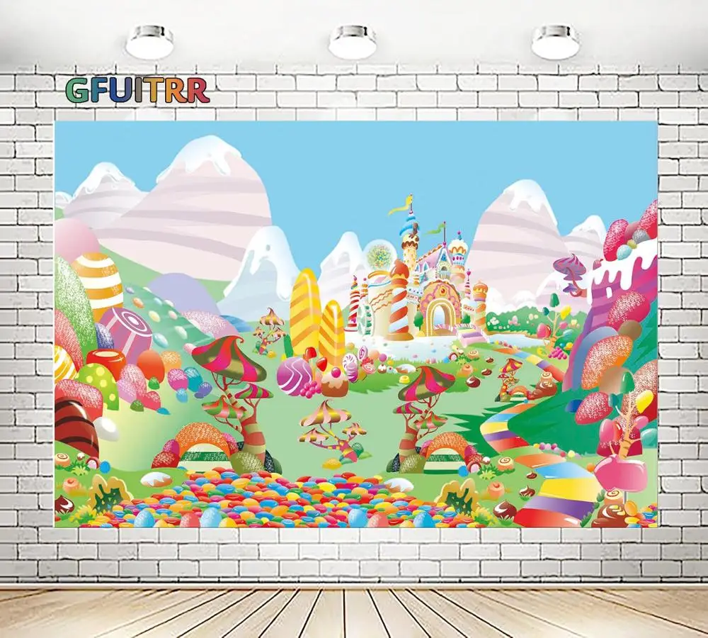 GFUITRR Candyland Фотография фона девушка день рождения Красочный розовый сладкий
