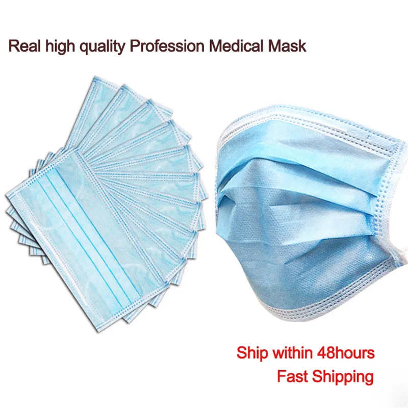 

50 pcs/Box 3 Layer Non-woven Dust Mask Thickened Disposable Mouth Mask Features as KF94 FFP2