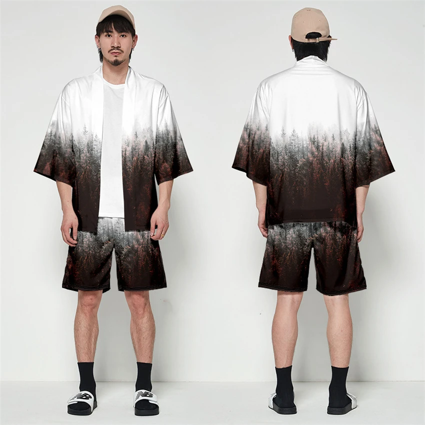 Кимоно для мужчин Haori японский стиль юката мужской костюм самурая кардиган