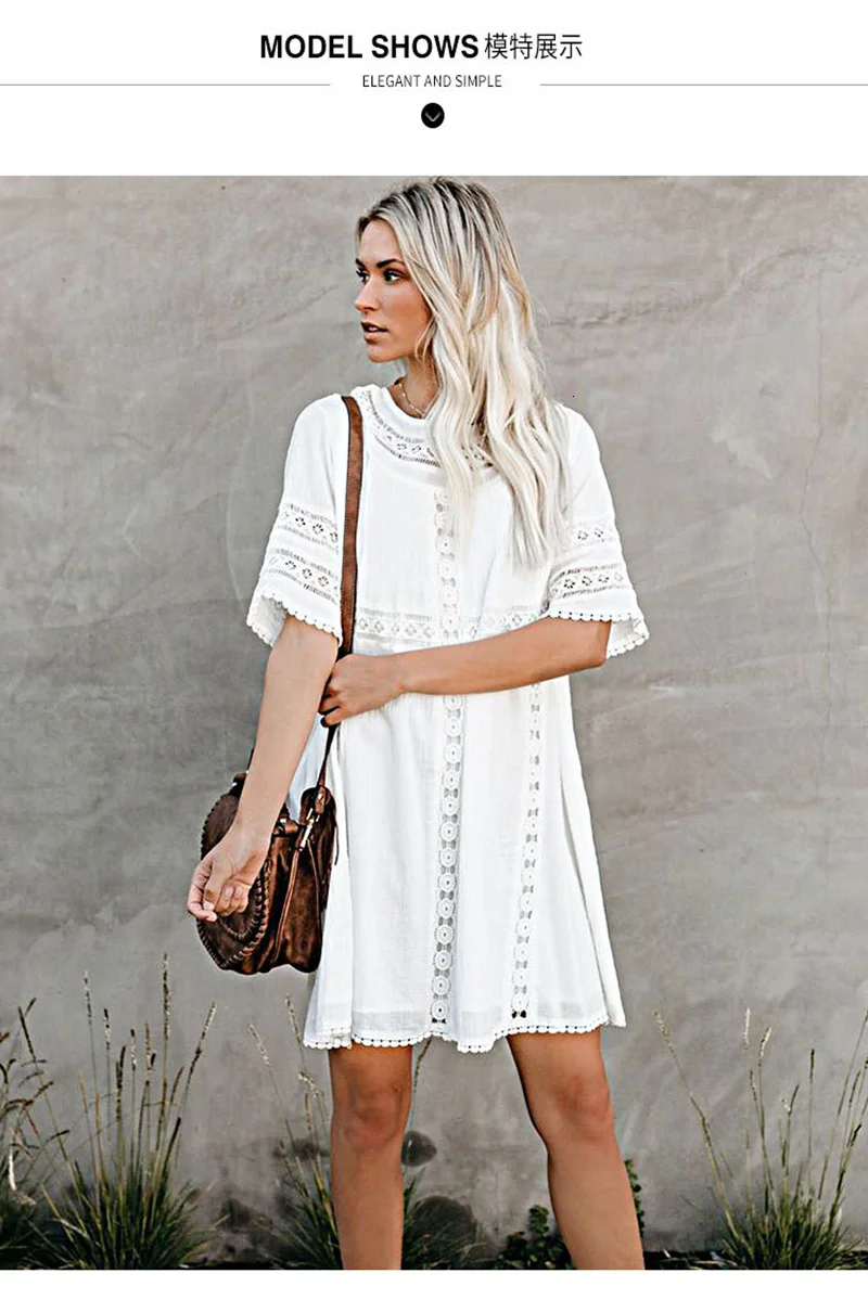 NODELAY Cotton Beach Wear Cover Up Women New Hollow Bikini Cover-Ups White Swimwear Loose Beach Dress Tunic Beachwear Pareo
