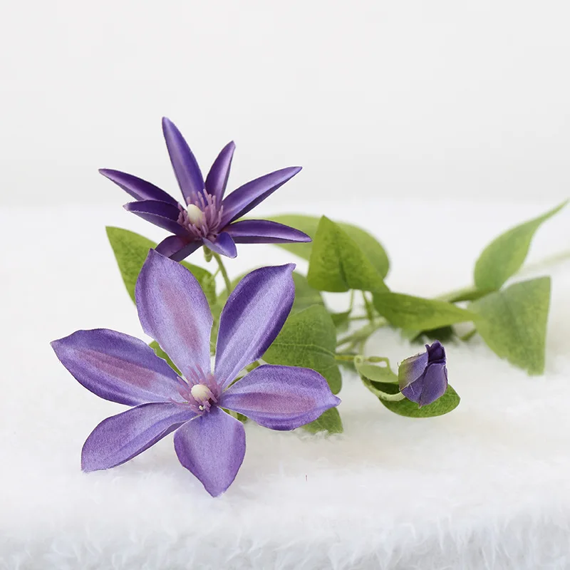Элегантный Clematis Искусственные цветы 72 см Шелковый цветочный свадебное оформление букета вечерние искусственные цветы для дома - Цвет: light purple