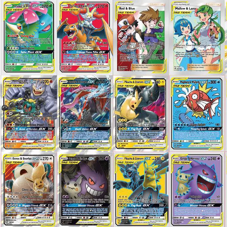 2019 Новое поступление 10 20 30 40 50 60 шт. карта команды Pokemones карты боевой игры для Funs